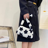 Fluffy Flower Print Shoulder Bag