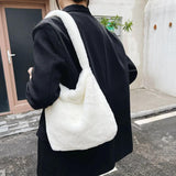 Fluffy Plush Tote Bag for Women Large Capacity Handbag