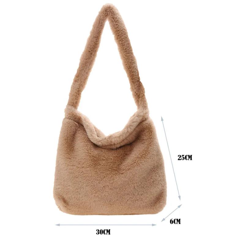 Fluffy Plush Tote Bag for Women Large Capacity Handbag