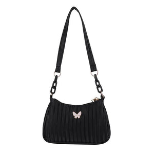 Retro Women's Shoulder Underarm Bags Solid Butterfly Stripe Handbag Casual Half