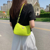 Retro Women's Shoulder Underarm Bags Solid Butterfly Stripe Handbag Casual Half