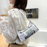 Women Newspaper Printing Shoulder Bag