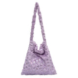Women Plush Shoulder Bag Large Capacity Heart Pattern Handbag