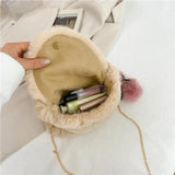 Soft Plush Crossbody Bag with Pendant for Women