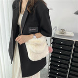 Soft Plush Crossbody Bag with Pendant for Women