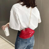 Solid Zipper Messenger Bag Lip Print Women's Shoulder Bag