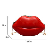 Solid Zipper Messenger Bag Lip Print Women's Shoulder Bag