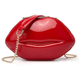 Solid Zipper Messenger Bag Lip Print Women's Shoulder Bag