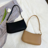 Vintage PU Leather Small Shoulder Underarm Bag Women Casual Solid Handbags