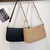 Vintage PU Leather Small Shoulder Underarm Bag Women Casual Solid Handbags