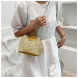 Boho Straw Bag Bucket Handbags Crossbody Chain Purses Clutch
