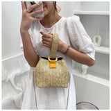 Boho Straw Bag Bucket Handbags Crossbody Chain Purses Clutch