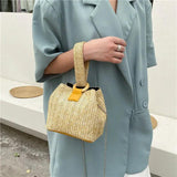 Boho Straw Bag Bucket Handbags Crossbody Chain Purses Clutch