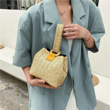 Boho Straw Bag Bucket Handbags Crossbody Chain Purses Clutch