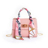 Small Shoulder Bag with Silk Scarf Crossbody Clutch Wallet Purse