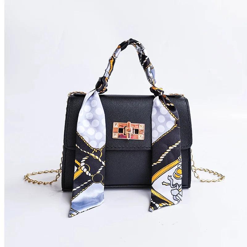 Small Shoulder Bag with Silk Scarf Crossbody Clutch Wallet Purse