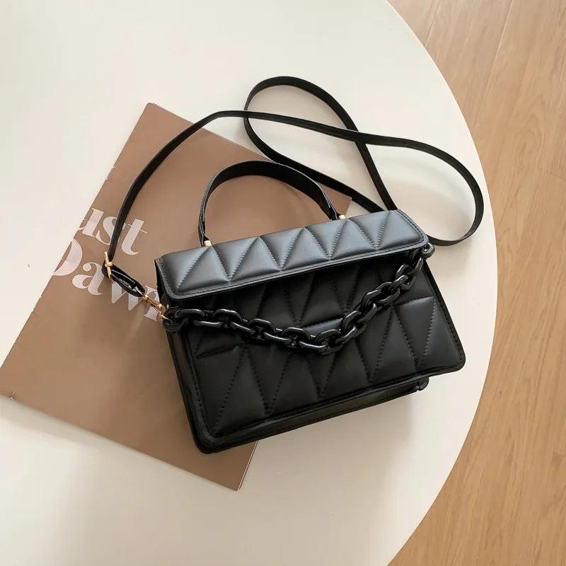 Plaid Chain Crossbody Bags Small Flap Top Handle Bags