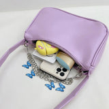 Women PU Leather Shoulder Underarm Bag Vintage Butterfly Chain