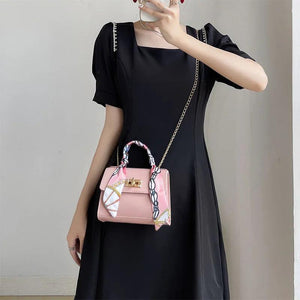 Women Small Square Shoulder Bag Silk Scarf Messenger Crossbody Clutch Wallet