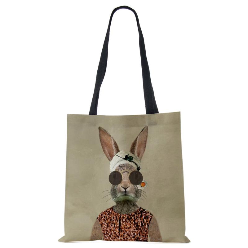 Rabbit Canvas Shoulder Bag Women Print Harajuku Casual Shopping travel Handbag