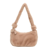 Fluffy Shoulder Bag Women Solid Purse Tote Bags for Autumn and Winter