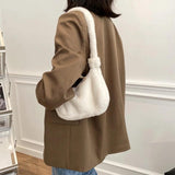 Fluffy Shoulder Bag Women Solid Purse Tote Bags for Autumn and Winter