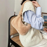 Fluffy Shoulder Bag Women Solid Purse Tote Bags for Autumn and Winter