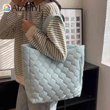 Quilted Ladies Shopper Bag Large Capacity Winter Commute Bag Cotton-Padded