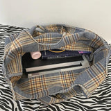 Vintage Canvas Plaid Printing Large Capacity Shoulder Bags