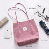 Female Corduroy Handbag Eco Organizer Women Shoulder Tote Bag