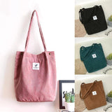 Female Corduroy Handbag Eco Organizer Women Shoulder Tote Bag