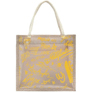 Clear Graffiti PVC Handbag Women Shoulder Beach Jelly Purse Tote Clutch