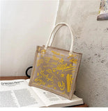 Clear Graffiti PVC Handbag Women Shoulder Beach Jelly Purse Tote Clutch
