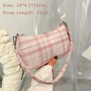 Plaid Print Underarm Bags Cloth Ladies Handbags for Women Shoulder Bags