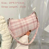 Plaid Print Underarm Bags Cloth Ladies Handbags for Women Shoulder Bags
