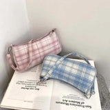 Plaid Print Underarm Bags Cloth Ladies Handbags for Women Shoulder Bags
