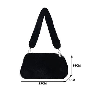 Plush Furry Shoulder Bag Winter Animal Pattern Handbag