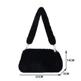Plush Furry Shoulder Bag Winter Animal Pattern Handbag