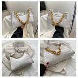 Plaid Pattern Women Tote Shoulder Bags Leather Chain Handbag