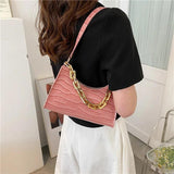 Plaid Pattern Women Tote Shoulder Bags Leather Chain Handbag
