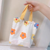 Canvas Bag Women's Hand Bag Cotton Linen Mummy Bag Mini Flower Double Sided