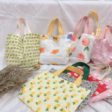 Canvas Bag Women's Hand Bag Cotton Linen Mummy Bag Mini Flower Double Sided