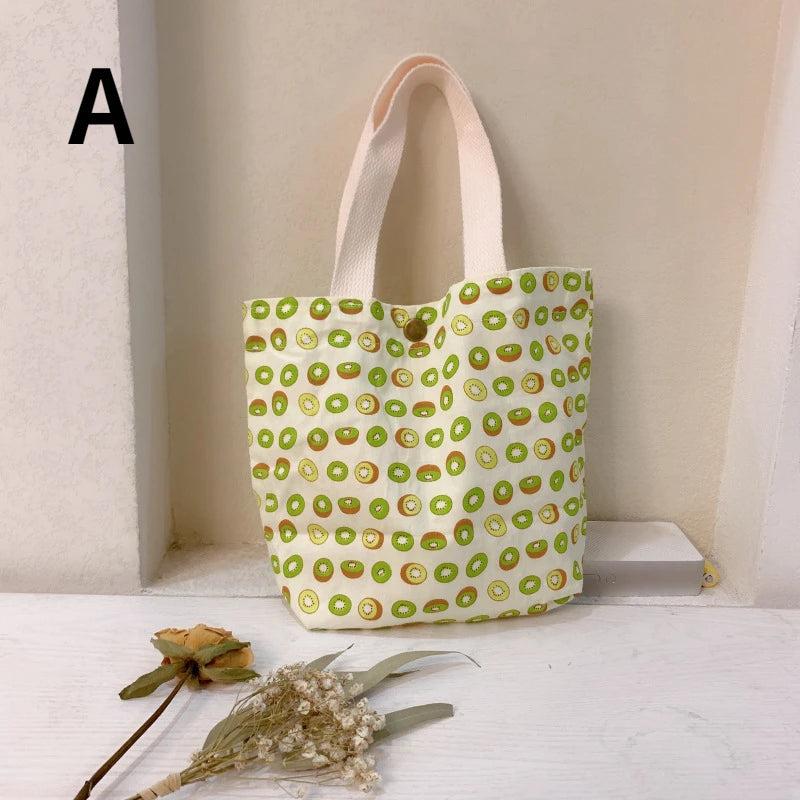 Canvas Bag Women's Hand Bag Cotton Linen Mummy Bag Mini Flower Double Sided