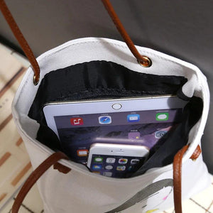 Canvas Printed Letters Bucket Bag Lady Tote Pouch Feminina Bolsas