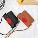 Women's Red Lips Printing Mini Shoulder Bag