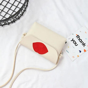 Women's Red Lips Printing Mini Shoulder Bag