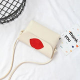 Women's Red Lips Printing Mini Shoulder Bag