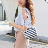 Sweet Women Shoulder Bag PVC Transparent Handbag Striped Purse Lady's Bag