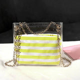 Sweet Women Shoulder Bag PVC Transparent Handbag Striped Purse Lady's Bag