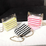 Sweet Women Shoulder Bag PVC Transparent Handbag Striped Purse Lady's Bag